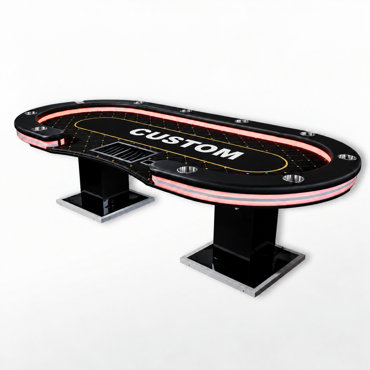 Pokertafel 260 × 120 cm met custom laken - Pokertafelshop.nl